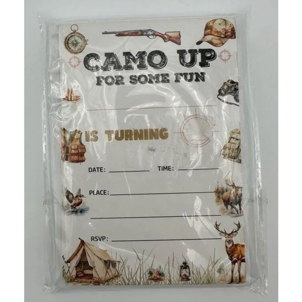 Youre Invited Hunting Theme Birthday Party Invitations with Envelopes Set